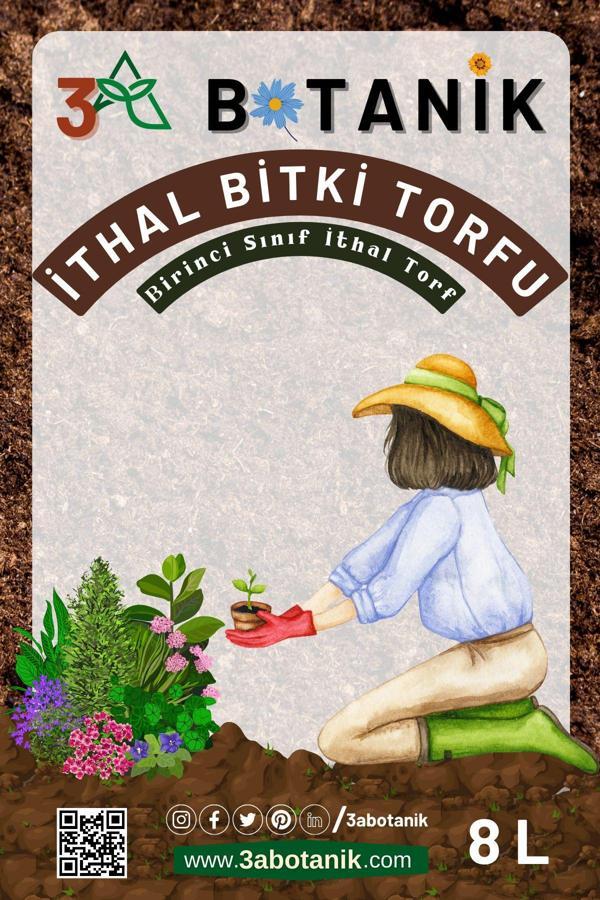 3A Botanik Birinci Sınıf Ithal Bitki Torfu, 8 Litre, Geniş Kullanım Alanı - Image 1