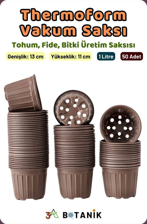 3A Botanik Thermoform Vakum Saksı, 13X11 Cm, Üretim Saksısı, 1 Litre, Bitki Üretim Saksısı, 50 Adet - Image 1