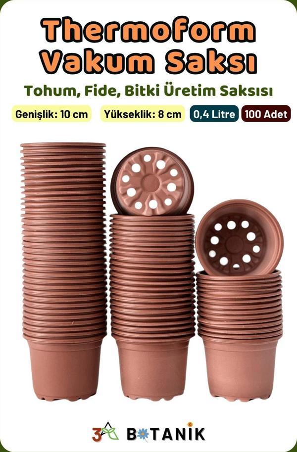3A Botanik Thermoform Vakum Saksı, 10X8 Cm, Üretim Saksısı, 0,4 Litre, Bitki Üretim Saksısı, 100 Adet - Image 1