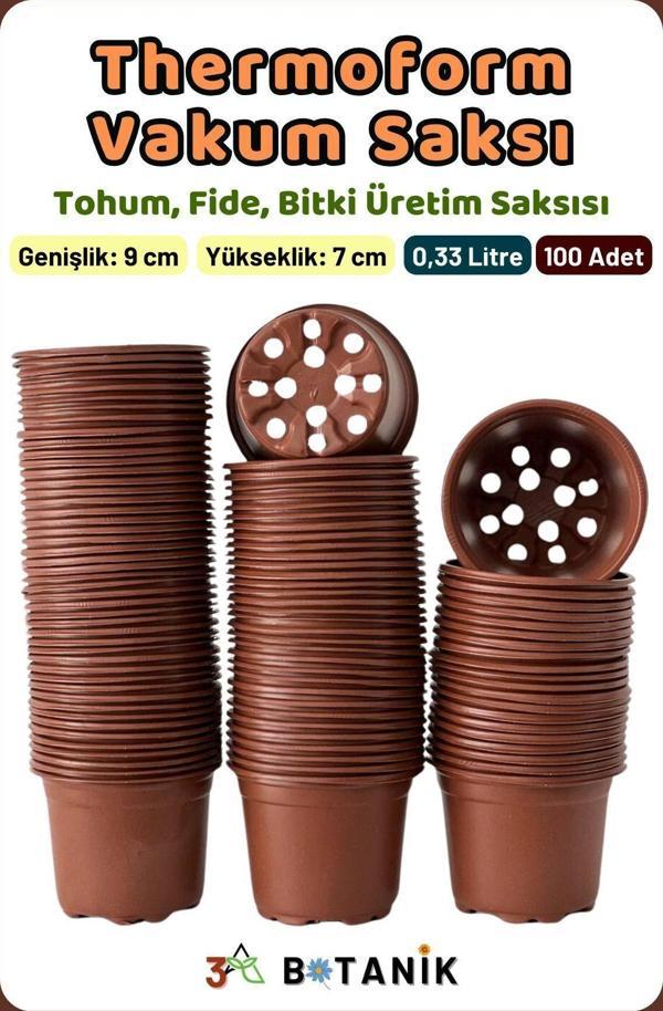 3A Botanik Thermoform Vakum Saksı, 9X7 Cm, Üretim Saksısı, 0,33 Litre, Bitki Üretim Saksısı, 100 Adet - Image 1