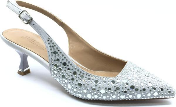 Feles Şeker Topuk Taş Detaylı Arkası Açık Stiletto Kadın Topuklu Ayakkabı - Image 1