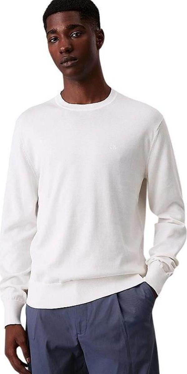 Calvin Klein Supima Cotton Erkek Beyaz Sweatshirt  LV040BM343-YAS - Image 1