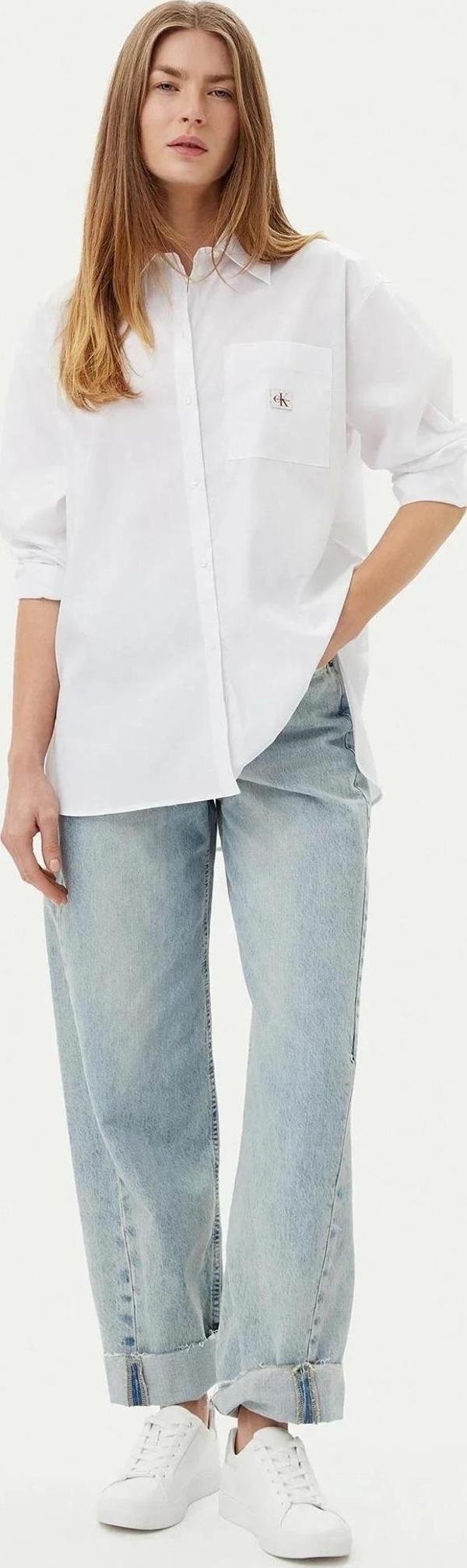 Calvin Klein Jeans Essentials Kadın Beyaz Gömlek LV047C143G-YAA - Image 1