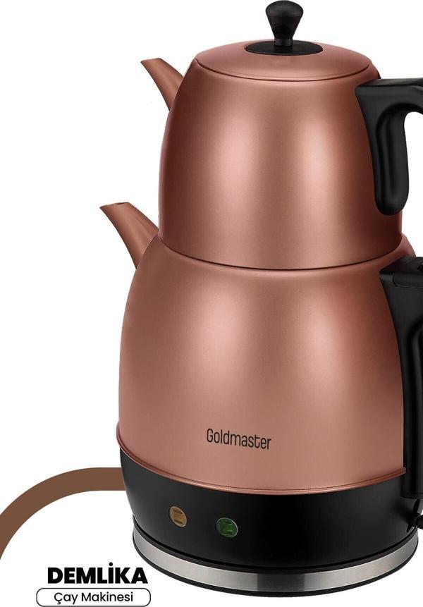 Demlika Gold Xl Geniş Hazneli Damlatmaz Paslanmaz Çelik Çay Makinesi Ve Su Isıtıcısı - Image 1