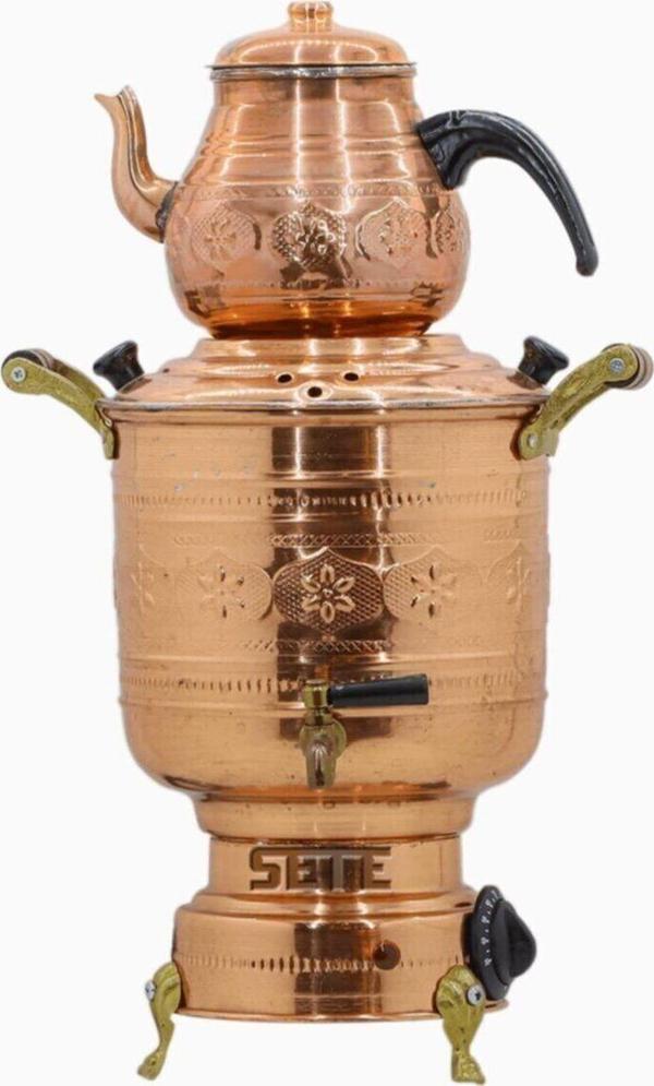 Bakır Semaver 4,5 Lt Nakış Desenli Ve Elektrikli - Image 1