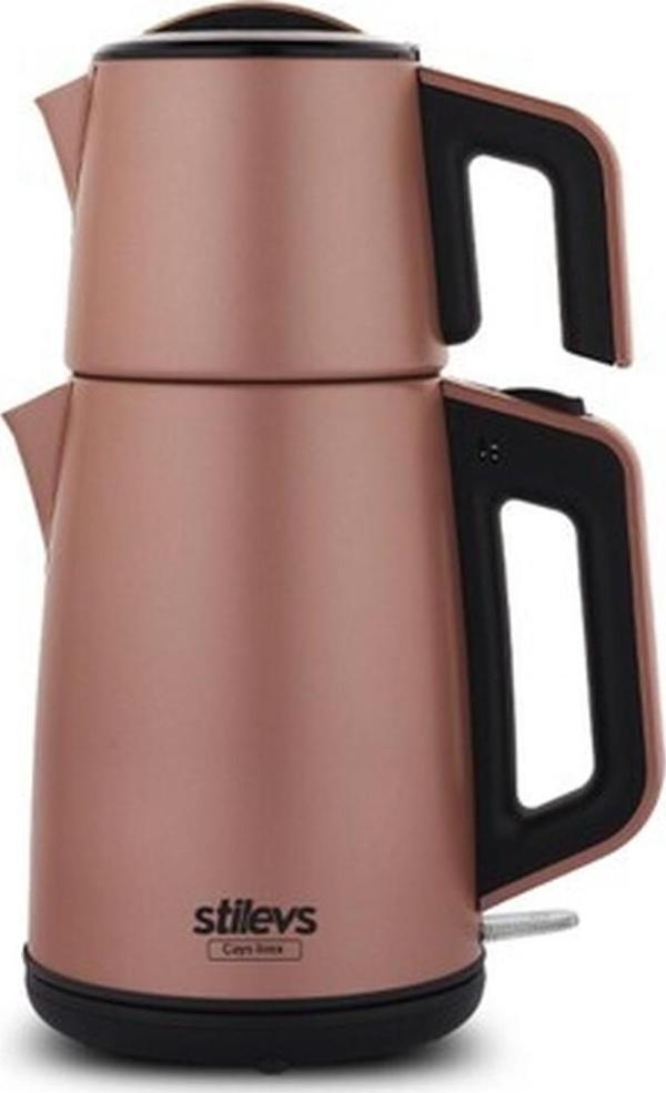Elektrikli Çaydanlık Stilevs Çays Inox Çelik Çay Makinesi Inox-Roze Çelik Country - Image 1
