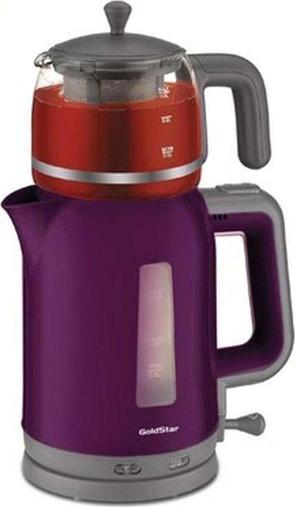 Goldmaster ST7335M Mor 2200 Watt Cam Demlikli Çay Makinesi ve Su Isıtıcısı - Image 1