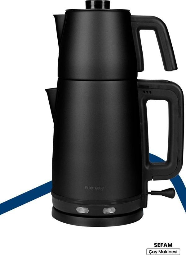 Sefam Siyah 2200 Watt Damlatmaz 25 Bardak Kapasiteli Çelik Çay Makinesi Ve Su Isıtıcısı - Image 1