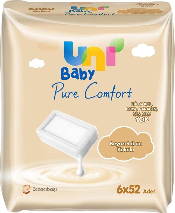 Uni Baby Pure Comfort Beyaz Sabun Kokulu 6'lı Islak Mendil 312 Yaprak - Image 1