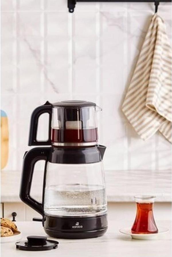 Karaca Glass Tea Xl 2 In 1 Cam Su Isıtıcı & Çay Makinesi Ocean Wave - Image 1