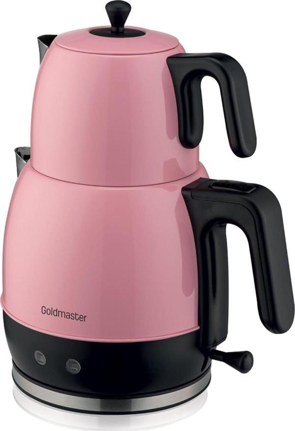 Pembe 30 Bardaklık Geniş Kapasiteli 2200 Watt Paslanmaz Çelik Çay Makinesi Ve Su Isıtıcısı GM7320P - Image 1