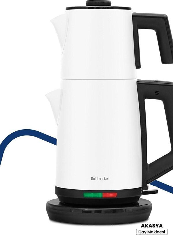 Akasya Beyaz Xl 2200 Watt Patentli Damlatmayan Tasarımı Çelik Çay Makinesi Ve Su Isıtıcısı - Image 1
