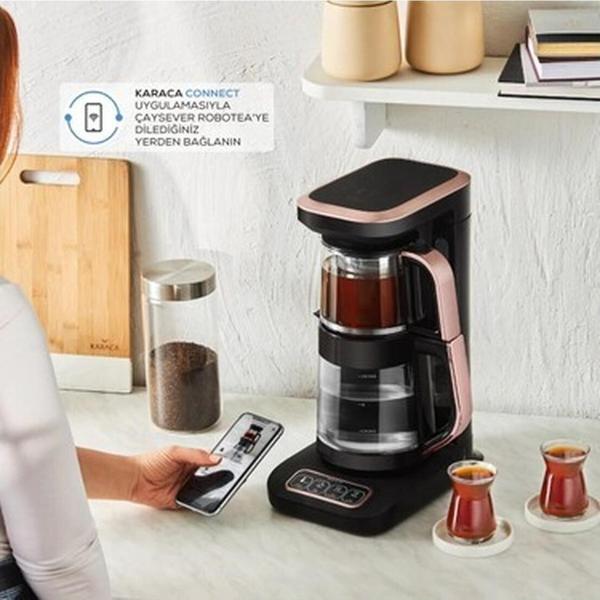 Karaca Wi-Fi Pro Android-Ios Uyumlu Çaysever 4 In 1 Konuşan Cam Çay ve Filtre Kahve Makinesi 2500W - Image 1