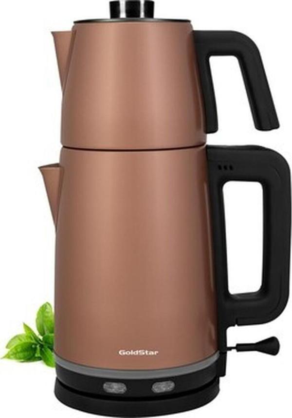 Gold 2200 Watt Paslanmaz Çelik Çay Makinesi ve Su Isıtıcısı ST-7305G - Image 1