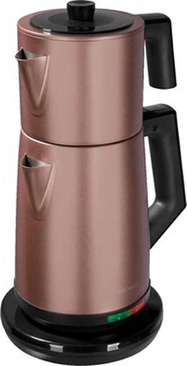 Goldmaster Akasya Mat Vizon Xl 2200 Watt Patentli Damlatmayan Tasarımı Çelik Çay Makinesi ve Su Isıtıcısı - Image 1