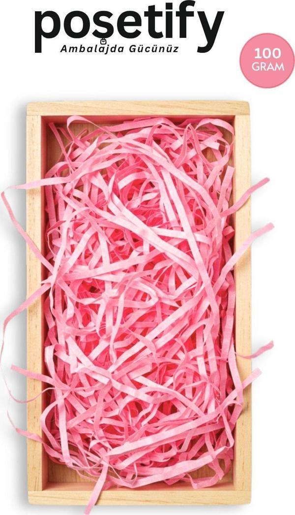 Poşetify Premium Kırpık Kâğıt Dolgu – 100 Gr | Pembe | Estetik Ambalaj | Koruyucu Paketleme Kâğıdı - Image 1
