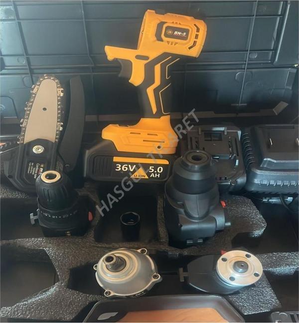 Hsgl 36V Lityum Pilli Akülü Şarjlı Darbeli Tork Vidakama Delme Kesme Spral 5 li set BN5 Yasn40 - Image 1