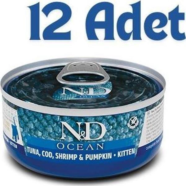 N&D Ocean Balkabaklı Balıklı Karidesli Yavru Kedi Konservesi 70 Gr (12 Adet) - Image 1