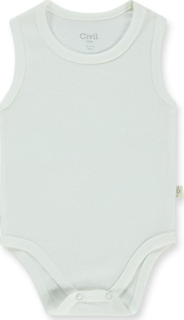 Civil Baby Bebek Sıfır Kol Çıtçıtlı Badi 0-1 Ay Beyaz - Image 1