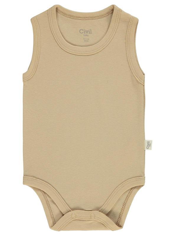 Civil Baby Bebek Çıtçıtlı Badi 0-1 Ay Sütlü Kahve - Image 1