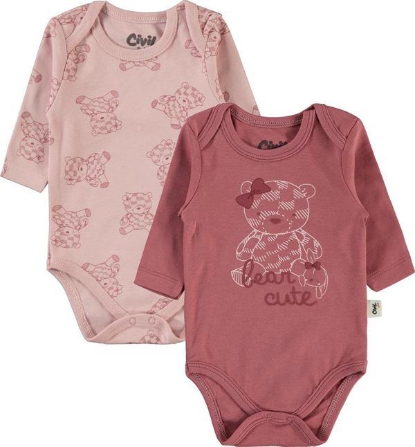 Civil Baby Kız Bebek 2'li Çıtçıtlı Badi 3-18 Ay Bordo - Image 1