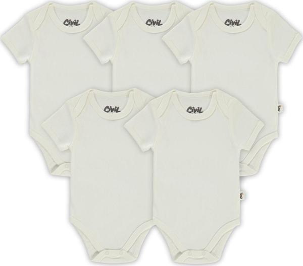 Civil Baby Bebek 5'li Çıtçıtlı Badi 1-3 Yaş  Beyaz - Image 1