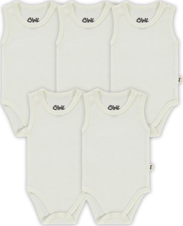 Civil Baby Bebek 5'li Çıtçıtlı Badi 1-3 Yaş Beyaz - Image 1