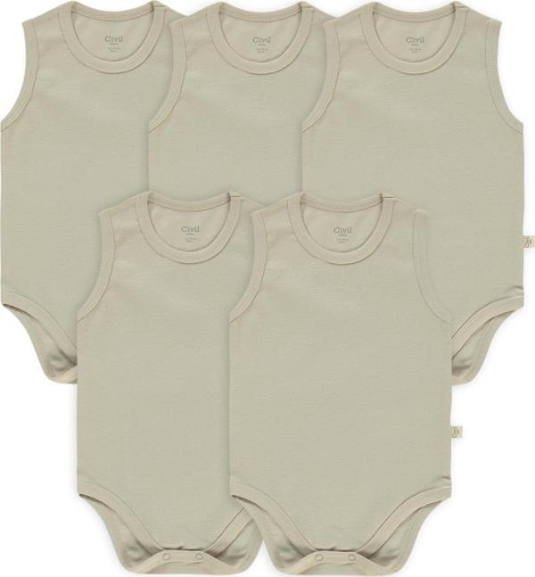 Civil Baby Bebek Organik 5'li Çıtçıtlı Badi 1-3 Yaş Açık Bej - Image 1