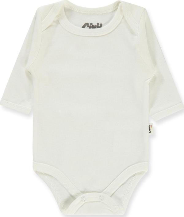 Civil Baby Bebek Uzun Kollu Çıtçıtlı Badi 0-1 Ay Beyaz - Image 1