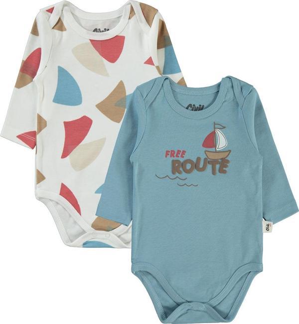 Civil Baby Erkek Bebek 2'li Çıtçıtlı Badi 3-18 Ay Mavi - Image 1