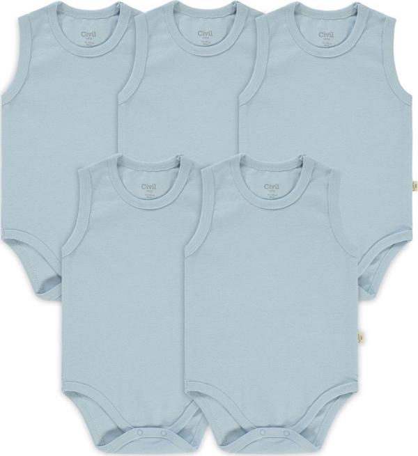 Civil Baby Bebek Organik 5'li Çıtçıtlı Badi 1-3 Yaş Mavi - Image 1