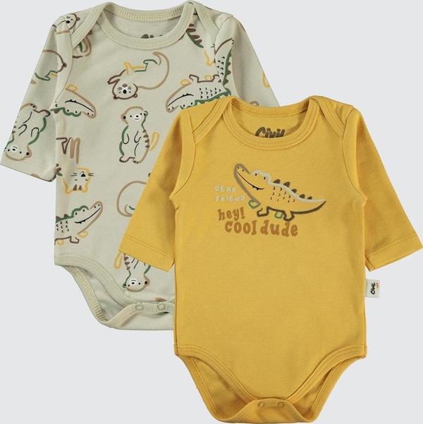 Civil Baby Erkek Bebek 2'li Çıtçıtlı Badi 3-18 Ay Hardal - Image 1