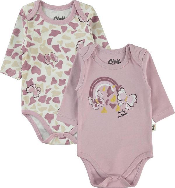 Civil Baby Kız Bebek 2'li Çıtçıtlı Badi 3-18 Ay Lila - Image 1