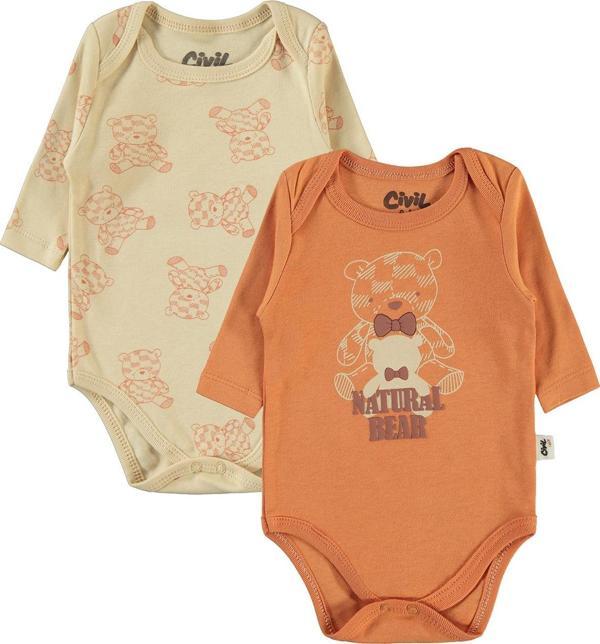 Civil Baby Erkek Bebek 2'li Çıtçıtlı Badi 3-18 Ay Tarçın - Image 1