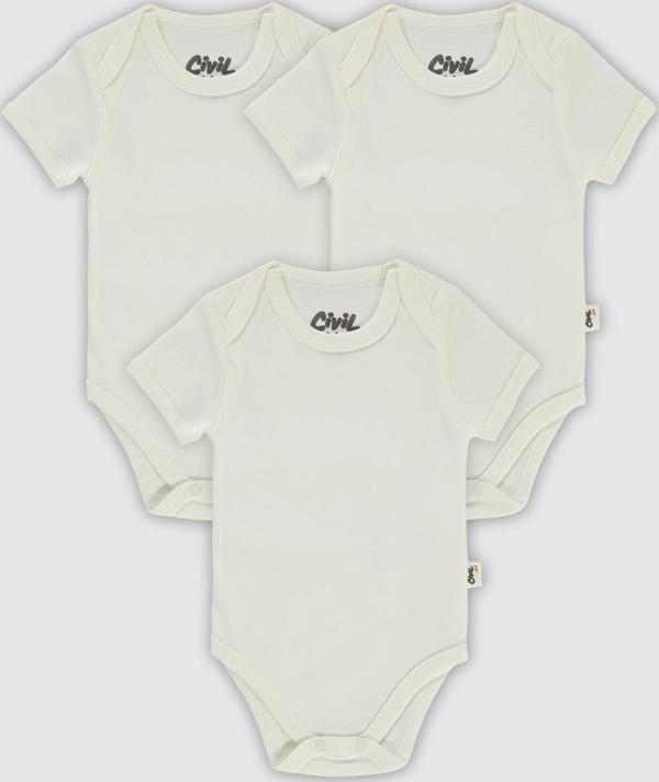 Civil Baby Bebek 3'lü Çıtçıtlı Badi 3-9 Ay Beyaz - Image 1