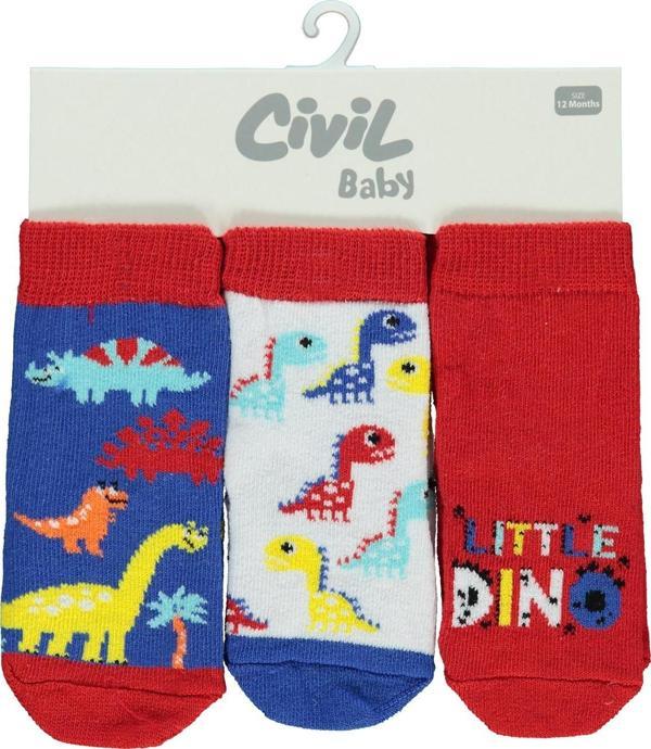 Civil Baby Erkek Bebek 3'lü Çorap Set 6-18 Ay Lacivert - Image 1