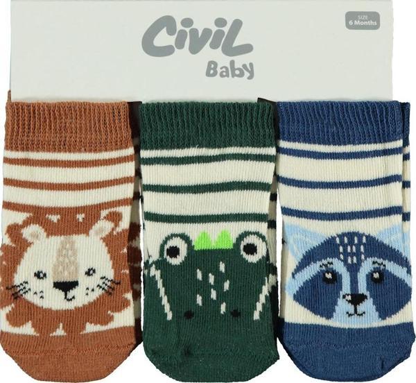 Civil Baby Erkek Bebek 3'lü Çorap Set 6-18 Ay Yeşil - Image 1