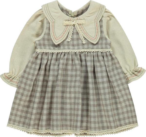 Bombili Kız Bebek Elbise 9-24 Ay Bej - Image 1