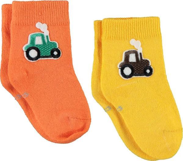 Civil Baby Erkek Bebek Aksesuarlı 2'li Çorap 6-18 Ay  Sarı-Turuncu - Image 1