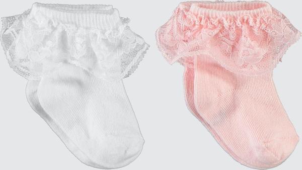 Civil Baby Kız Bebek 2'li Çorap Set 6-18 Ay Beyaz-Pembe - Image 1