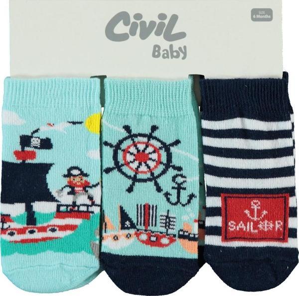 Civil Baby Erkek Bebek 3'lü Çorap Set 6-18 Ay Mint - Image 1