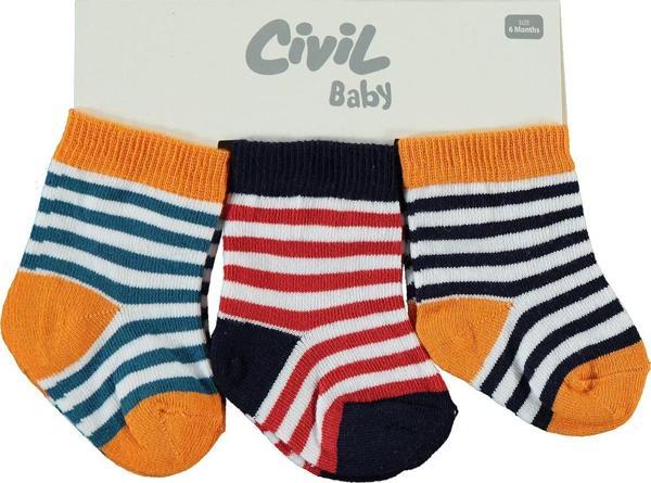Civil Baby Erkek Bebek 3'lü Çorap Set 6-18 Ay Turuncu - Image 1