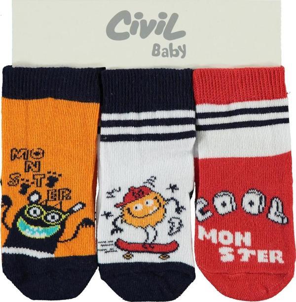 Civil Baby Erkek Bebek 3'lü Çorap Set 6-18 Ay Lacivert - Image 1