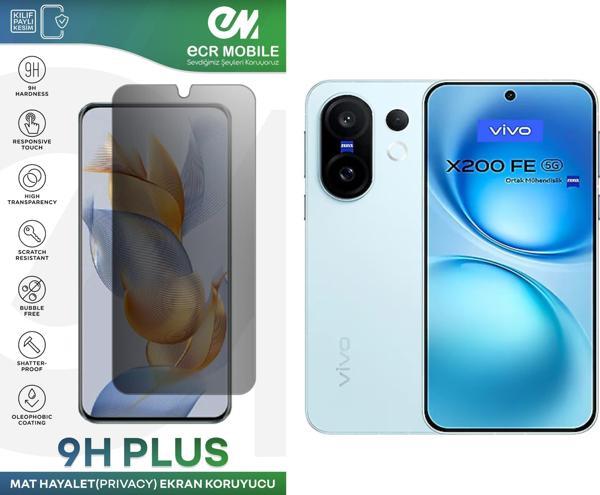 Vivo X200 FE Ekran Koruyucu Tam Uyumlu 9H Esnek Nano Kırılmayan MAT HAYALET(Privacy) - Image 1