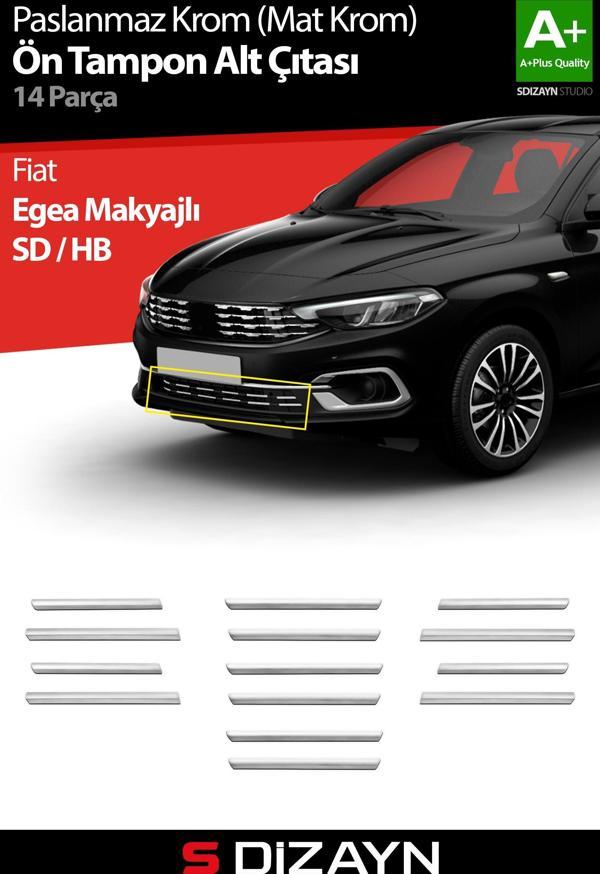 S-Dizayn Fiat Egea Krom Ön Tampon Alt Çıtası Diamond Model 14 Prç. 2020 Üzeri (Mat Krom) A+ Kalite - Image 1