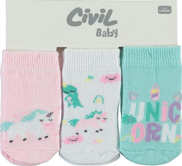 Civil Baby Kız Bebek 3'lü Çorap Set 6-18 Ay Mint - Image 1
