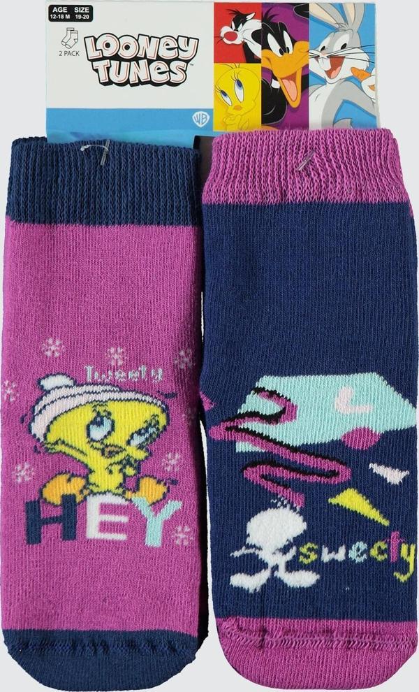 Tweety Kız Bebek Havlu Çorap 0-24 Ay Mor - Image 1