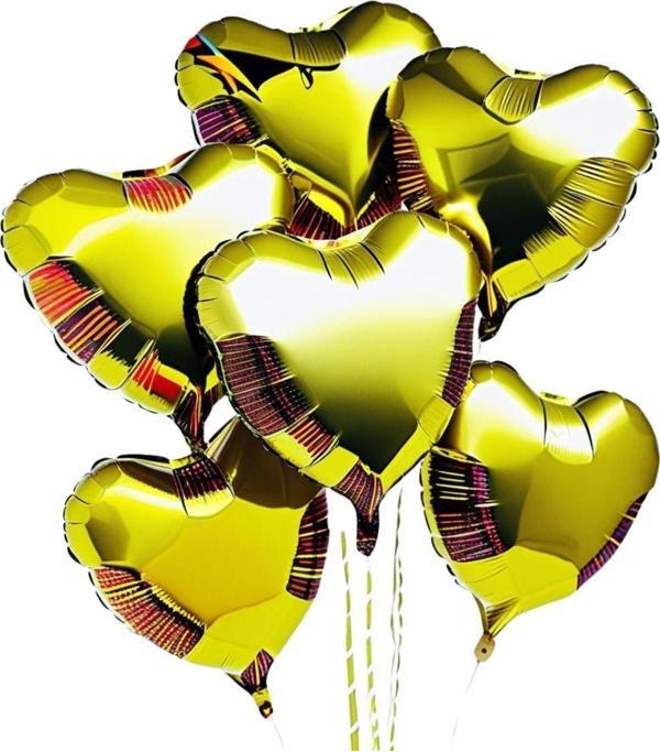 Tedaks 5 Adet 18 İnç 45 Cm Kalp Folyo Balon Altın - Image 1