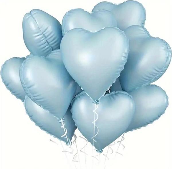 Tedaks 5 Adet 18 İnç 45 Cm Retro Kalp Folyo Balon Mavi - Image 1