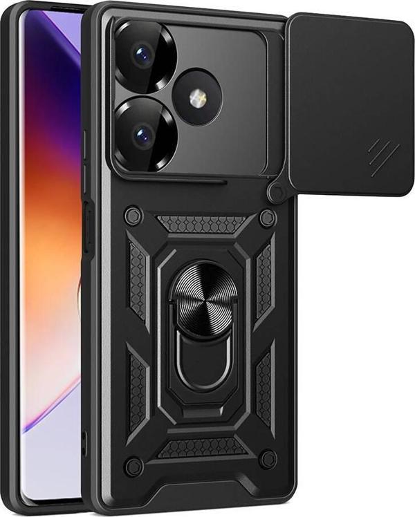 Xiaomi Poco F6 Uyumlu Kamera Koruma Sürgülü Standlı Tank Kılıf - Image 1